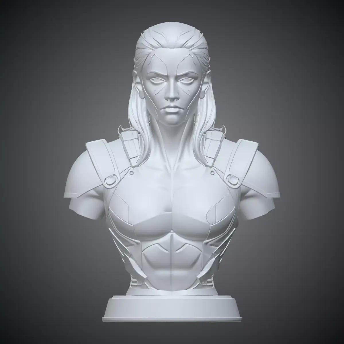 Sci-Fi Female Warrior Bust Cyberpunk Statue PM-336 3D print model