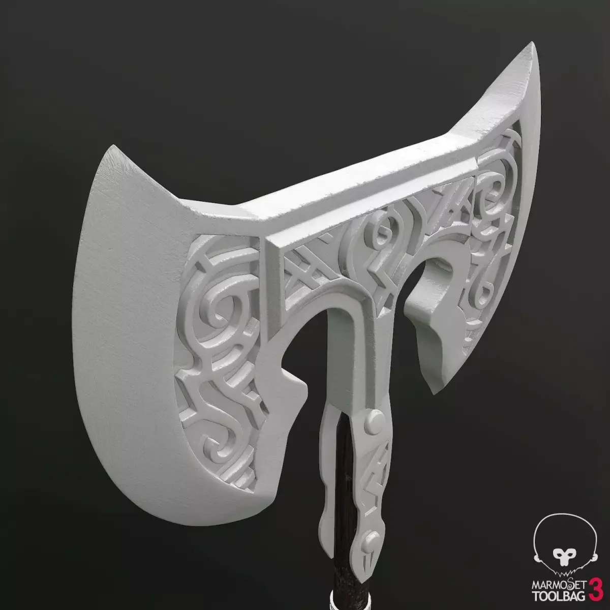 Medieval double-sided Ax Low-poly 3D model