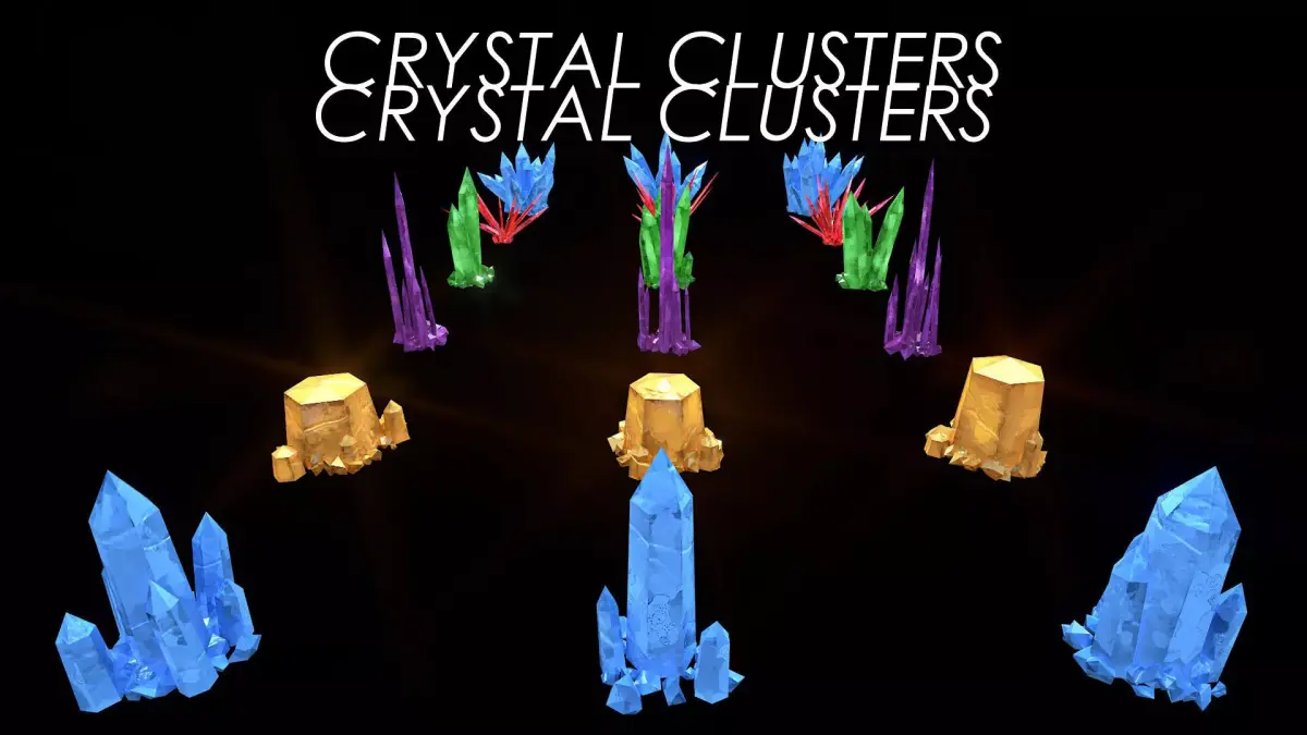CRYSTAL CLUSTERS PACK STYLIZED 4K GAME-READY LOW-POLY AAA Low-poly 3D model