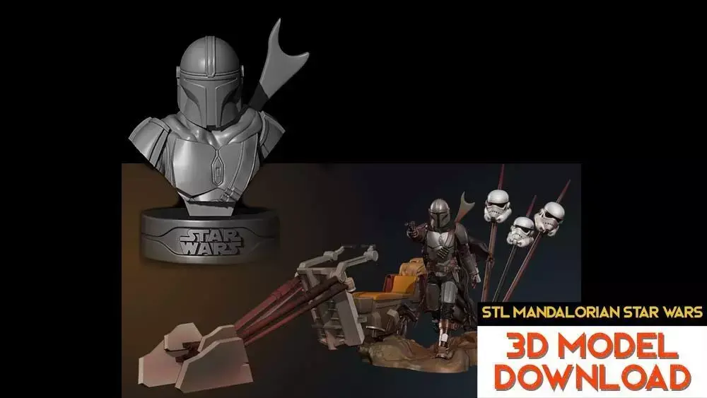 Mando mandalorian Star Wars STL files 3d printing collectibles  3D print model
