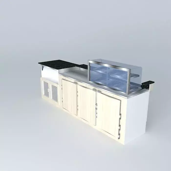 Kit cafe counter with glass top Free 3D model