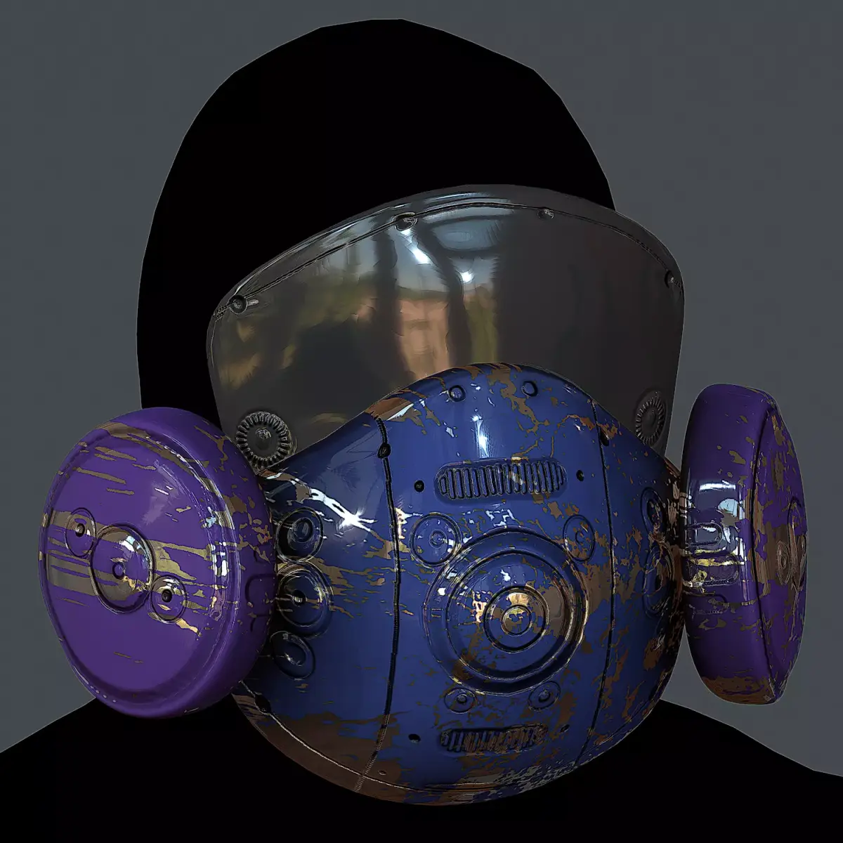 Gas mask helmet 3d model scifi Low-poly Low-poly 3D model 20