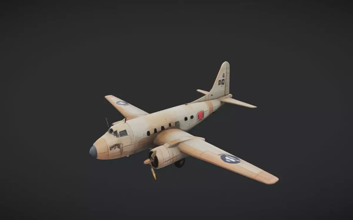vintage military transport airplane 3D model