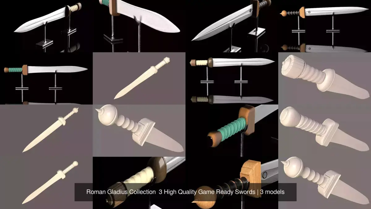 Roman Gladius Collection  3 High Quality Game Ready Swords 3D Model Pack