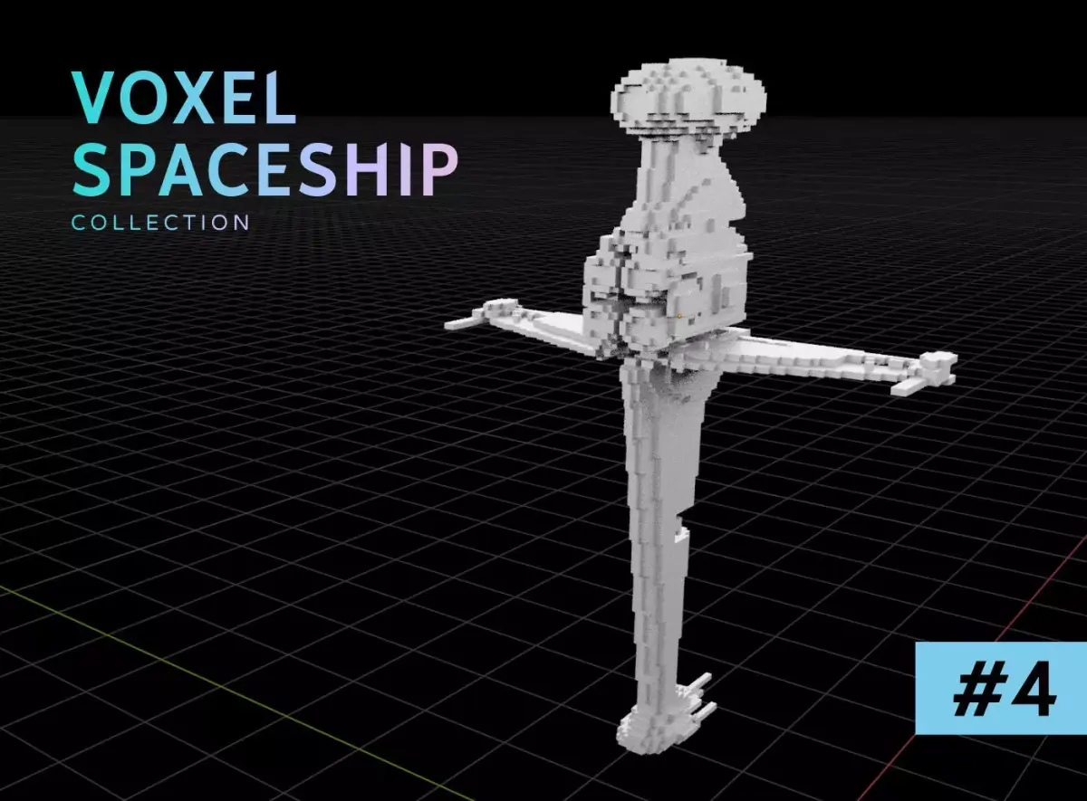 3D VOXEL SPACESHIP Collection 4 3D model