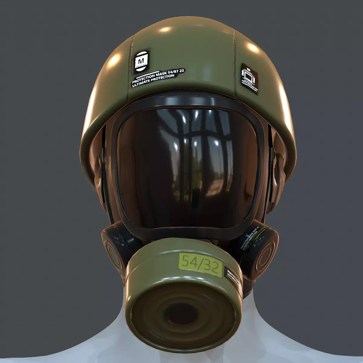 Gas mask helmet 3d model scifi Low-poly  Low-poly 3D model 539