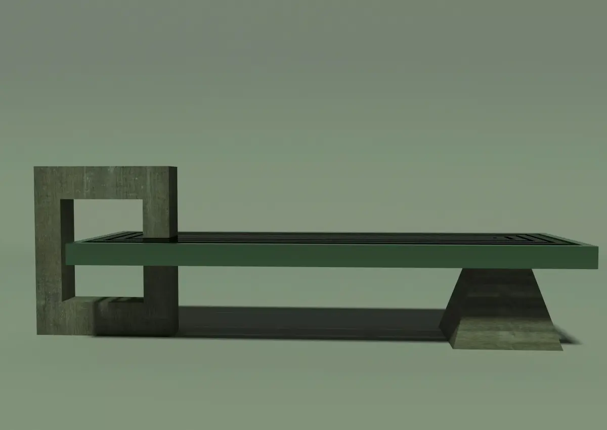 park bench Free low-poly 3D model 5