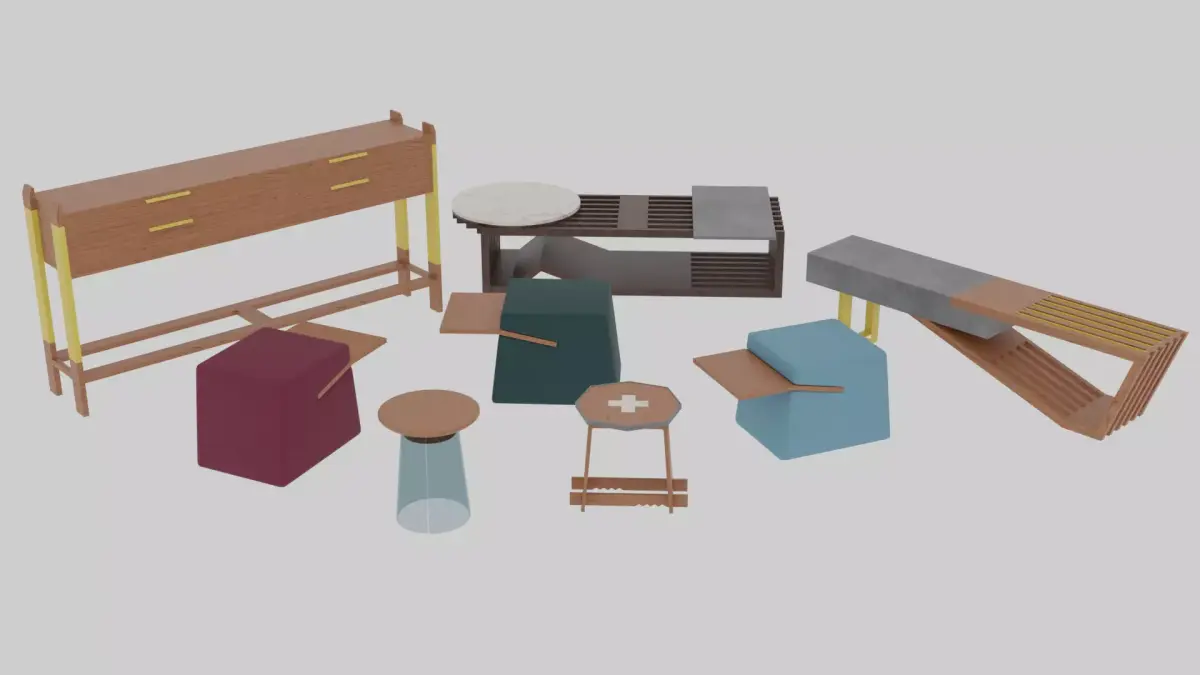 Assorted Furniture Set Low-poly 3D model
