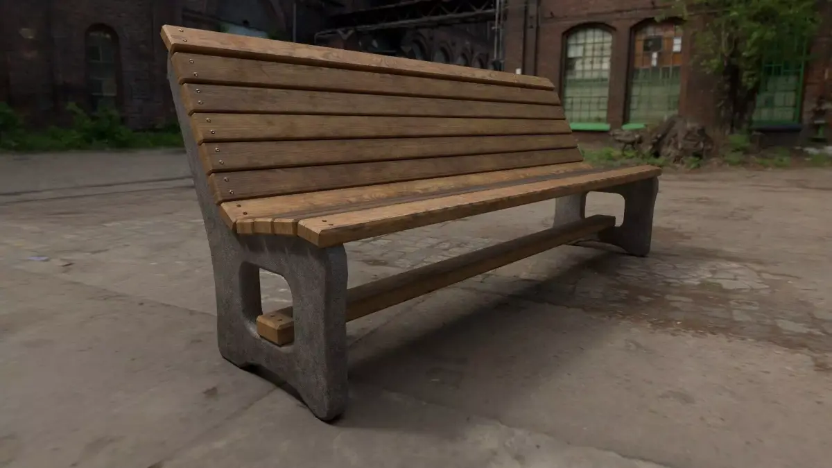 park bench with pbr texture sets Low-poly 3D model