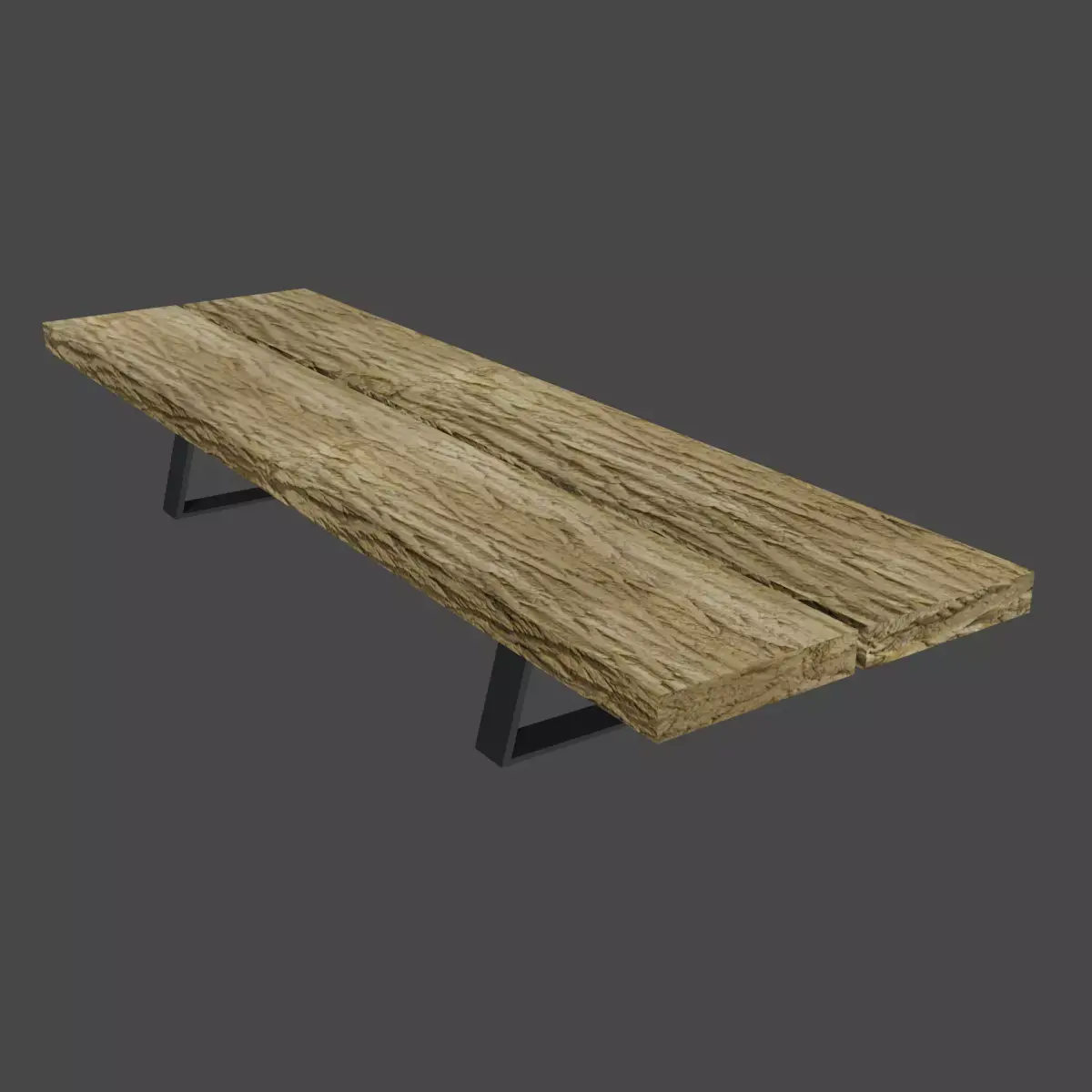 Wooden - Iron modern Bench Low-poly 3D model