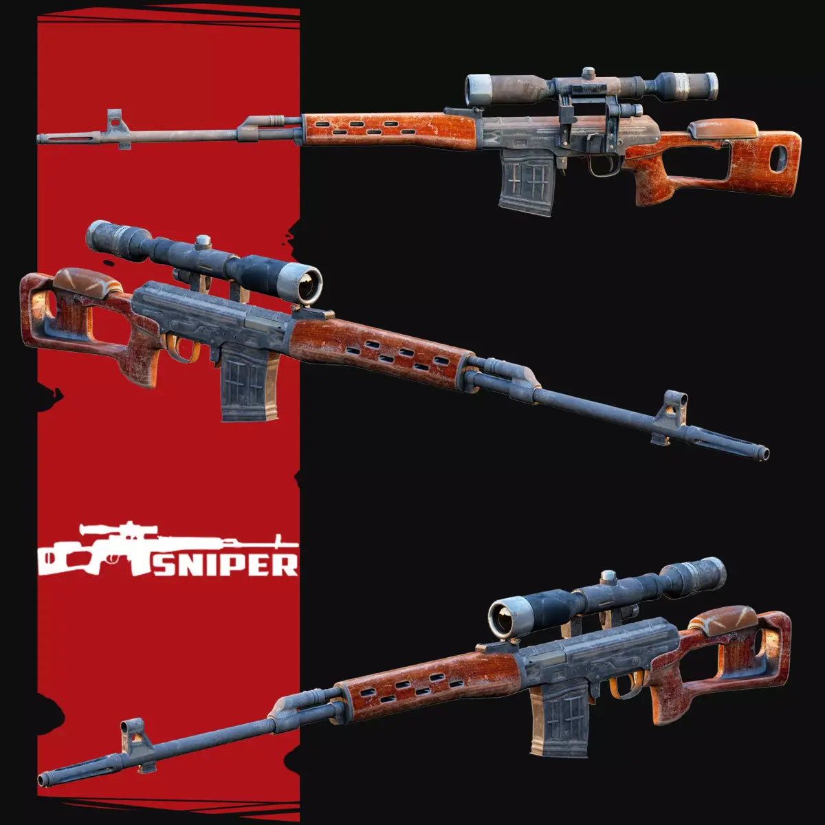 Draganov Sniper Low-poly 3D model