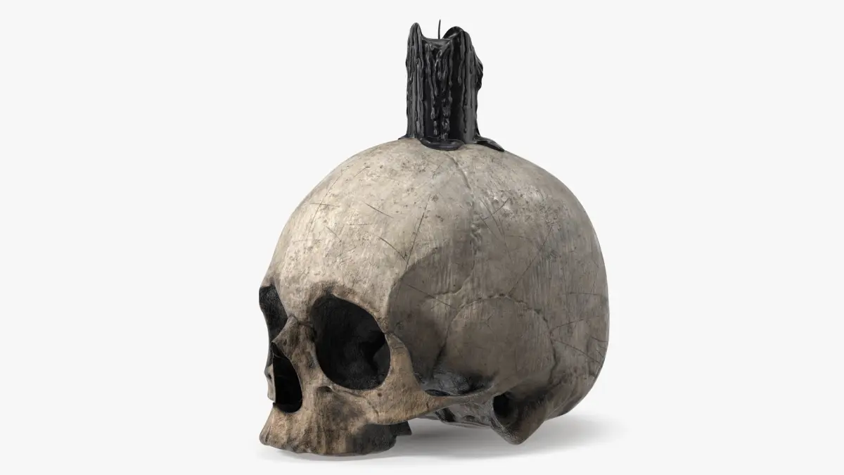 Gothic Skull Candle Decor 3D model