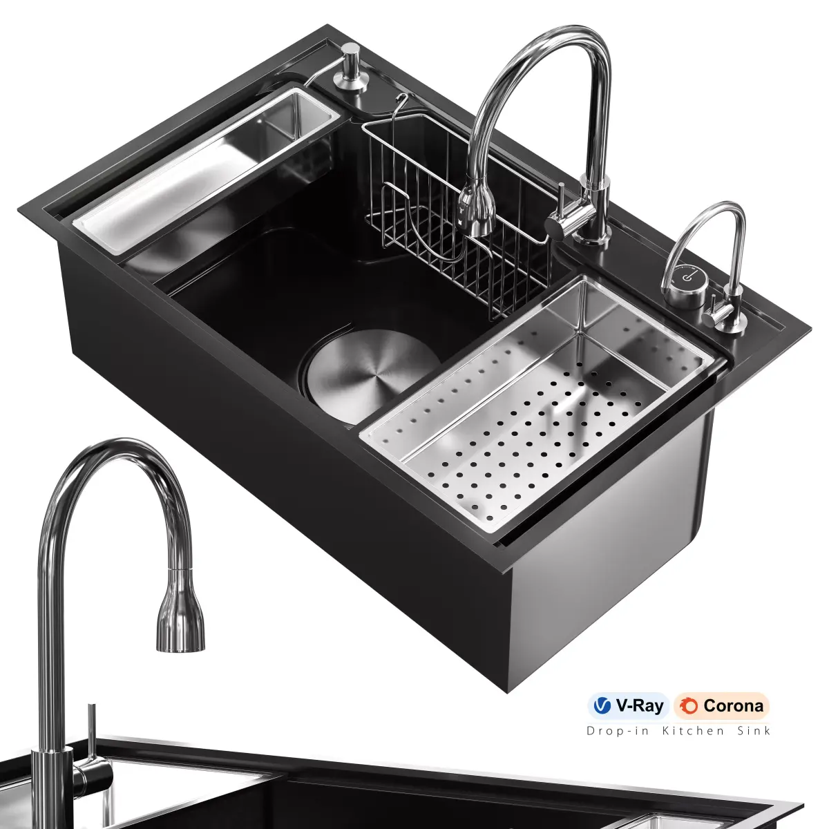 Drop-in Kitchen Sink 3 3D model