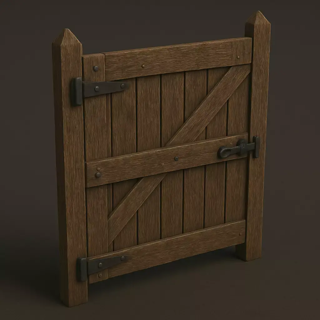 Rustic Wooden Fence Gate 3D Model 3D model