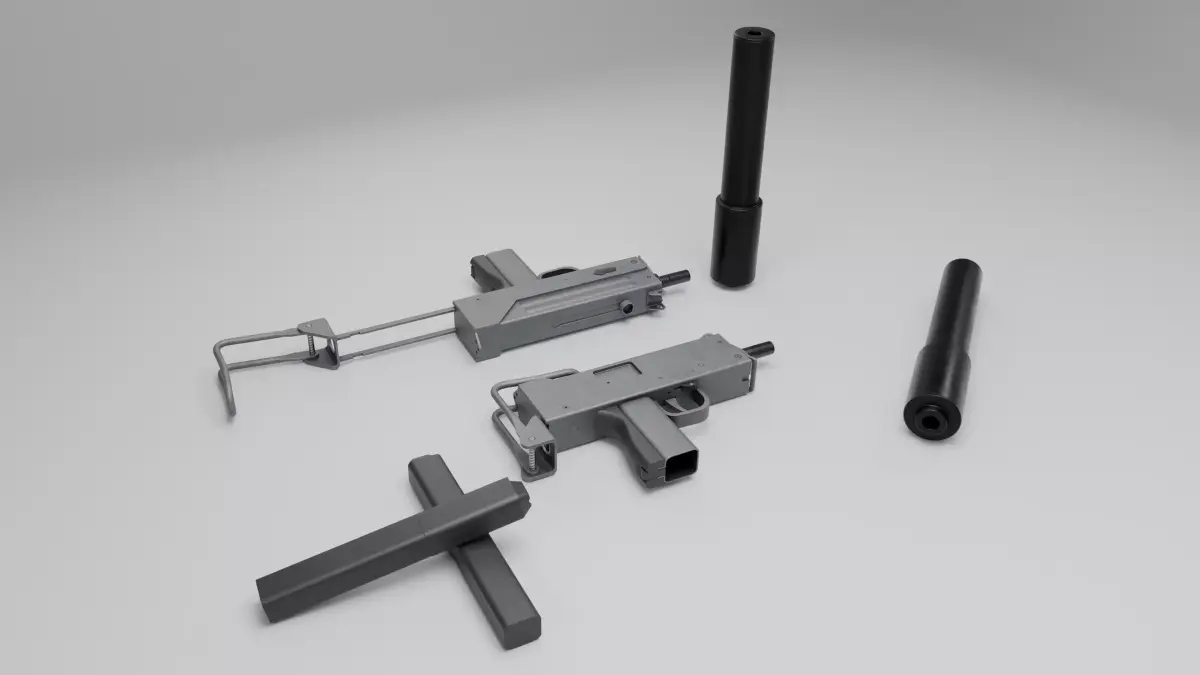 Mac 10 Low Poly 3D Model Low-poly 3D model