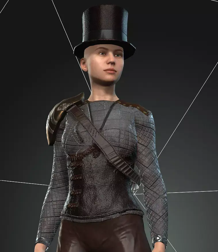  Steampunk rigged character Low-poly 3D model 12
