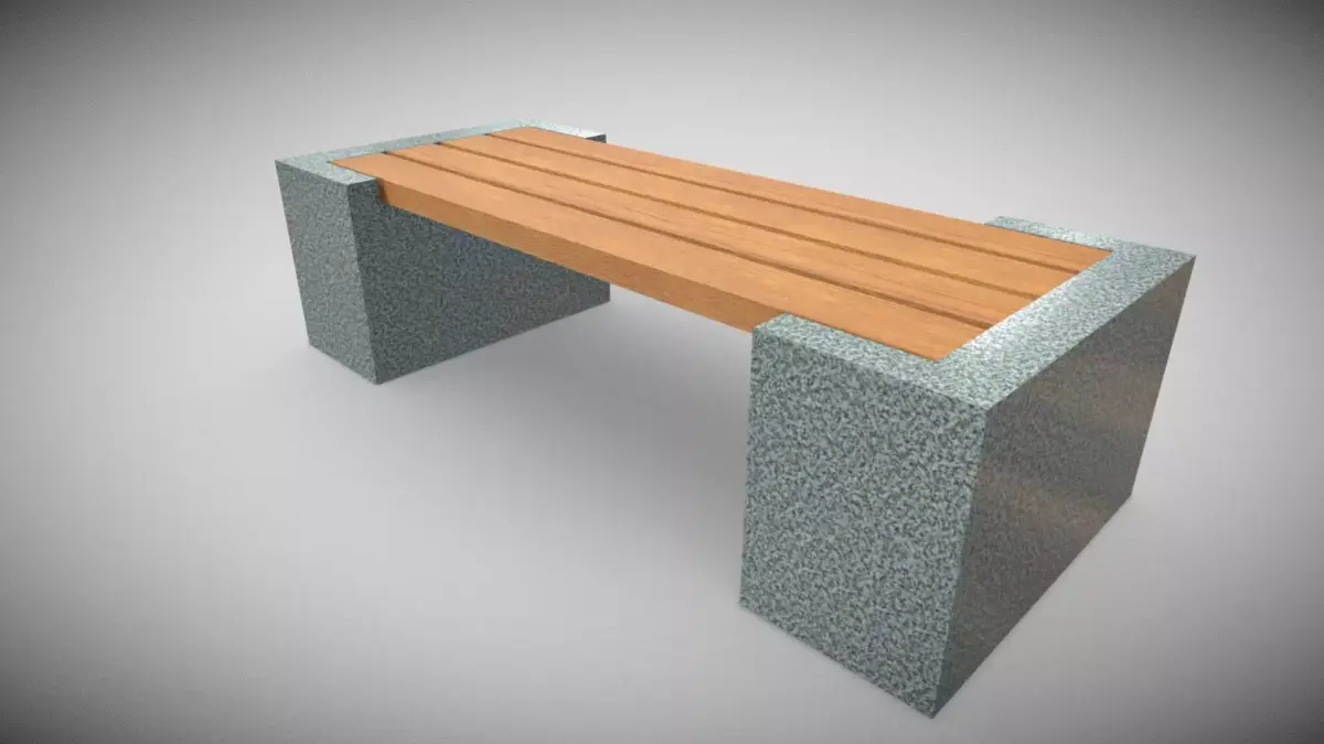 Marble Bench  Low-poly 3D model