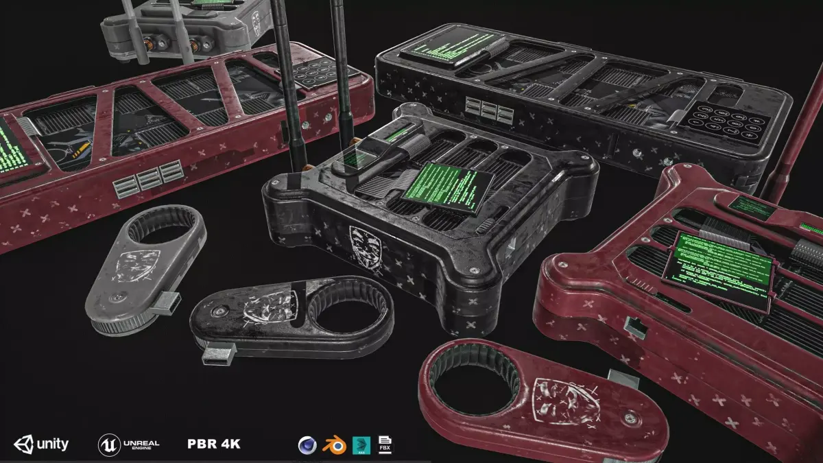 Hacking Gadget - Device Package Low-poly 3D model