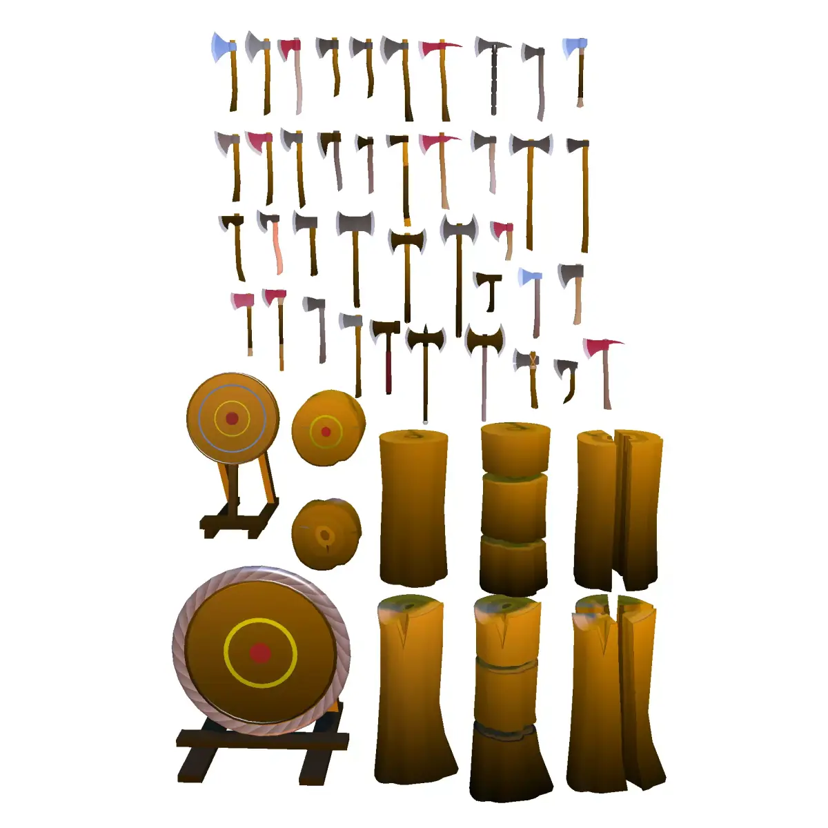 Axe Bits Low-poly 3D model