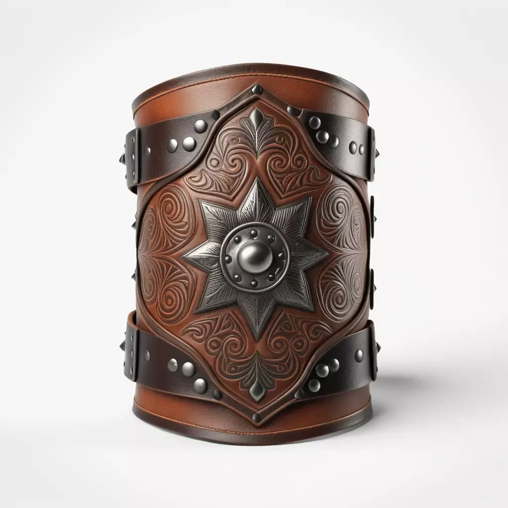 Ornate Leather Bracer Arm Guard 3D model