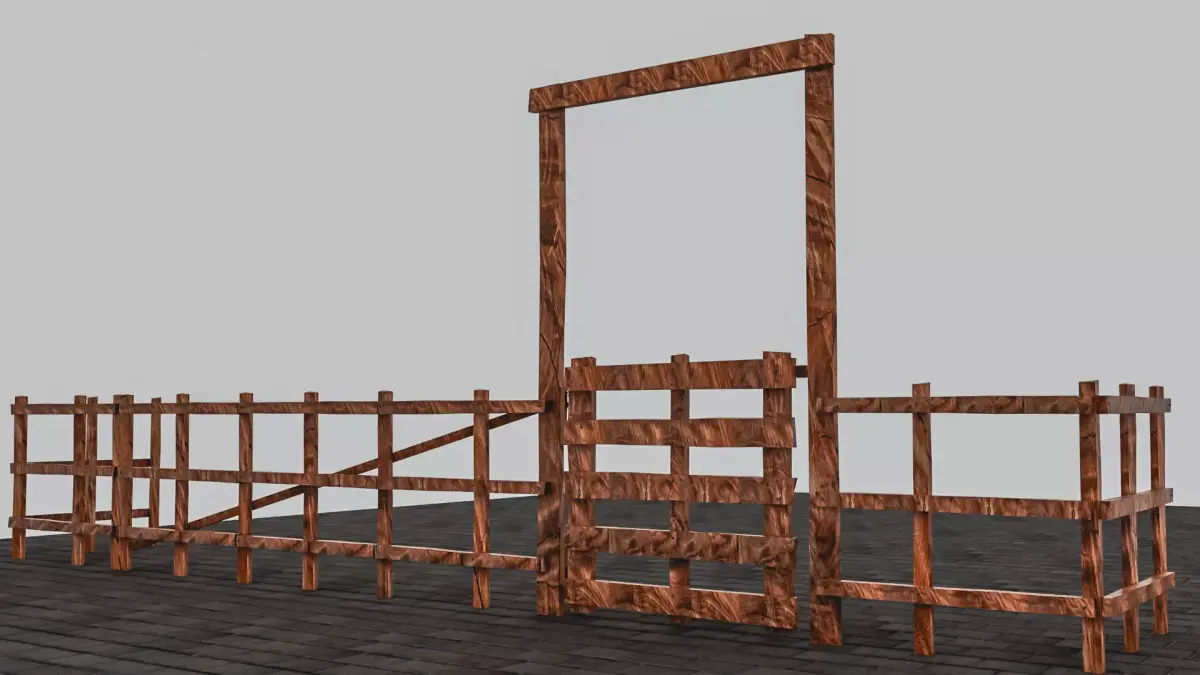 Old Garden Fence Set 3D model