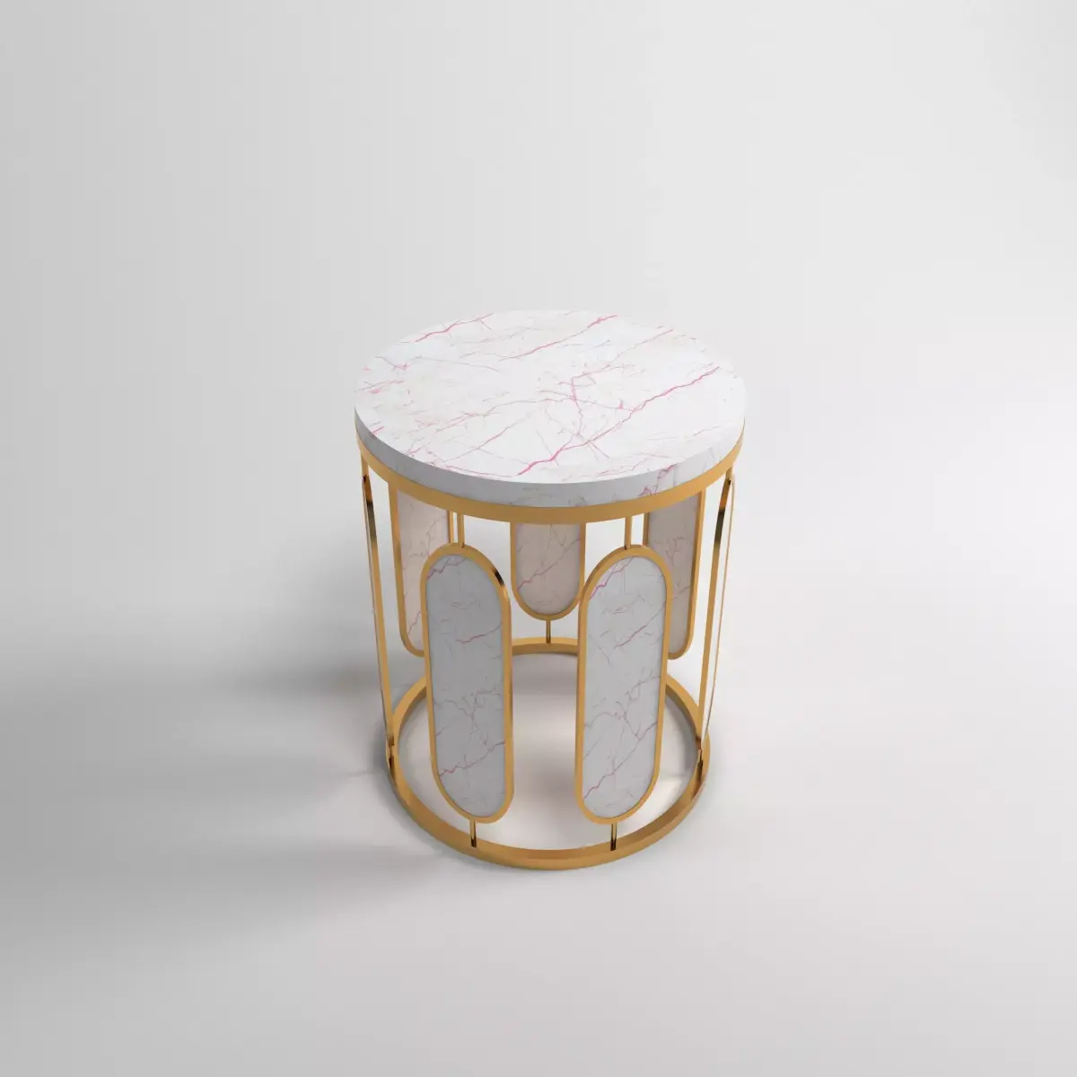 table 3d model gold and marble side Free low-poly 3D model