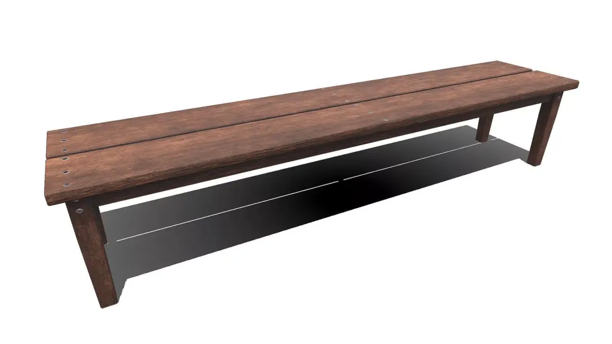 Old Medieval Wooden Bench Low-poly PBR Free low-poly 3D model