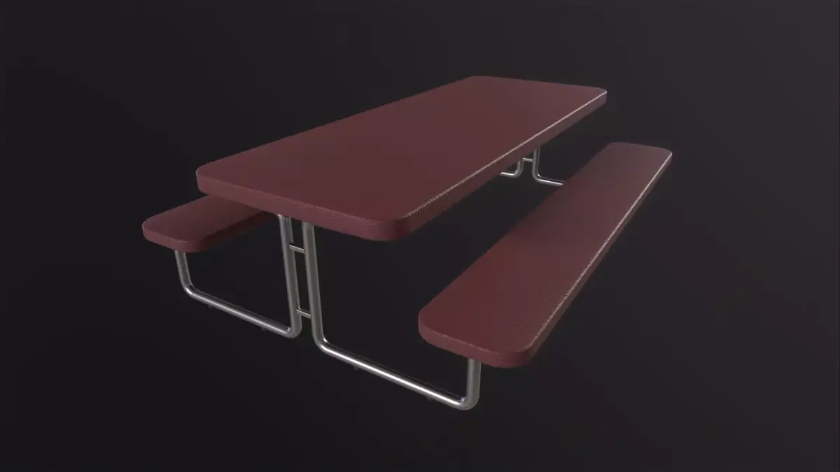 School Picnic Table 3D Model Low-poly 3D model