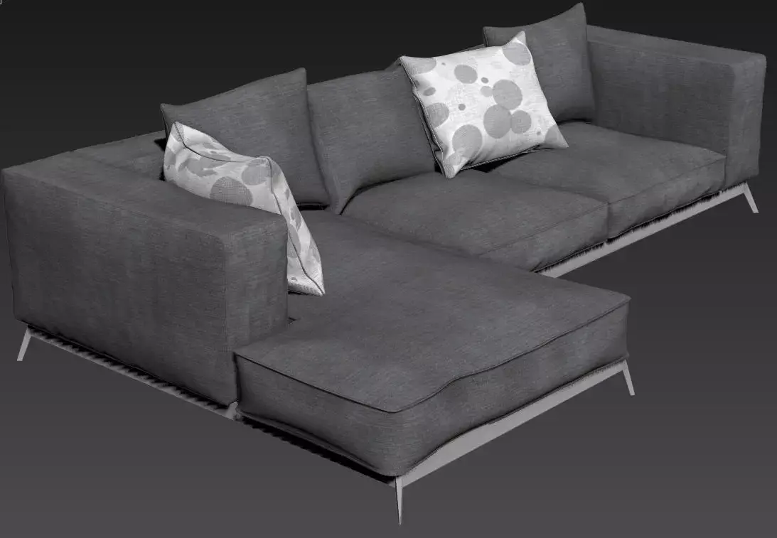 3dsofa sectional sofa with pillows Free 3D model