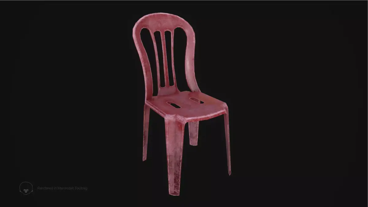 Old Plastic Chair  Low-poly 3D model
