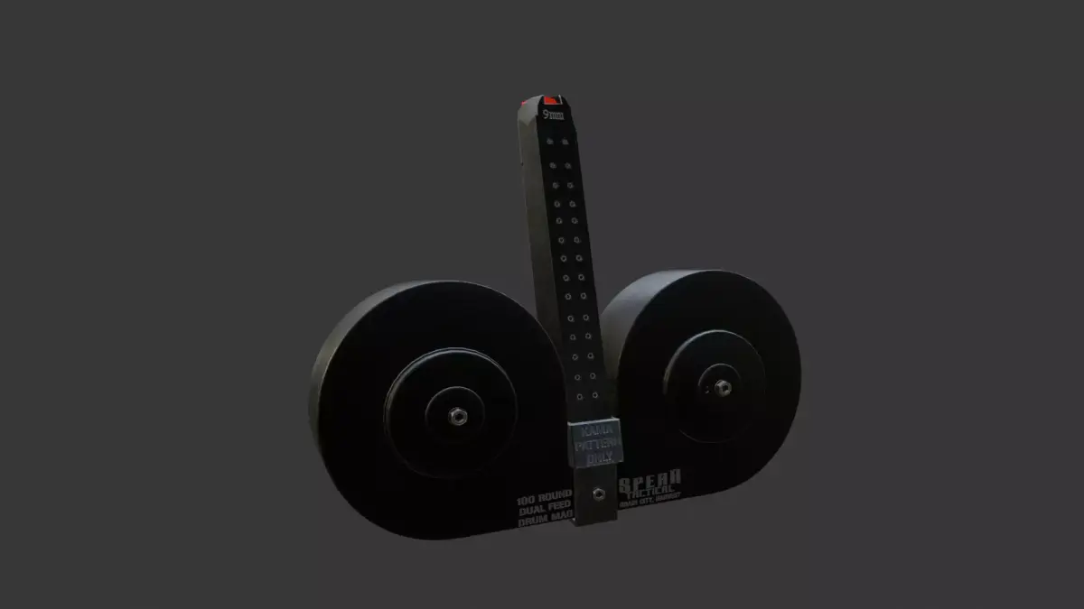 Twin feed Drum magazine Low-poly 3D model
