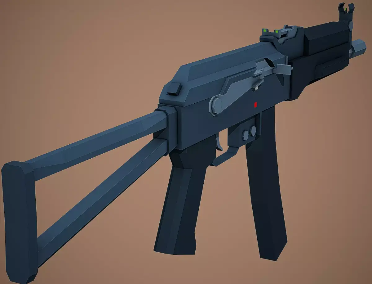 Stylized PP19 Vityaz SMG Low Poly Mobile Ready Low-poly 3D model