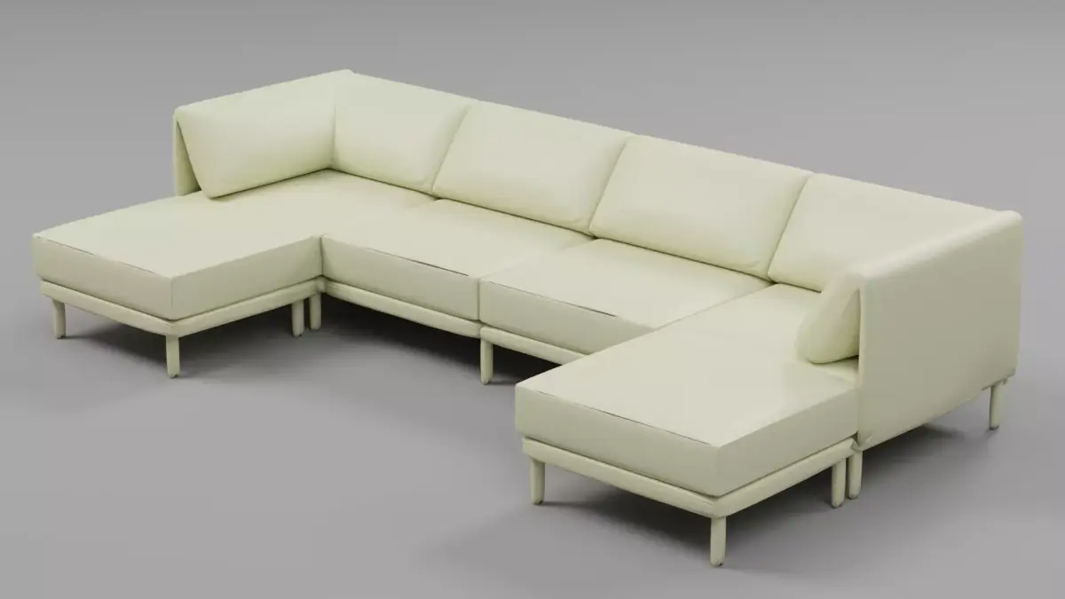Modern 4-Piece Modular Sectional Sofa - Sample File 3D model