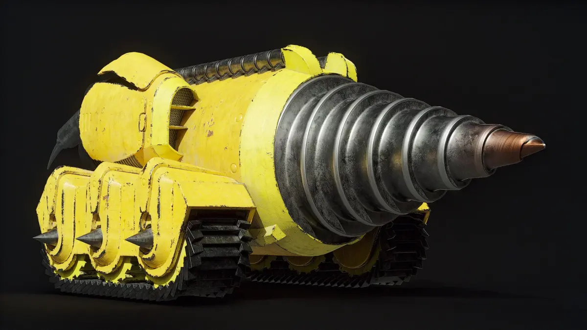 Fantasy Drill Underground Heavy Vehicle Rigged PBR 3D model
