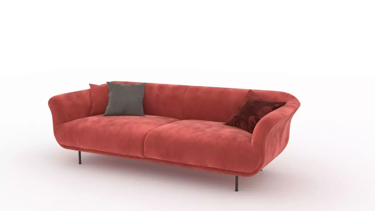 Red bench sofa 3ds model Free 3D model