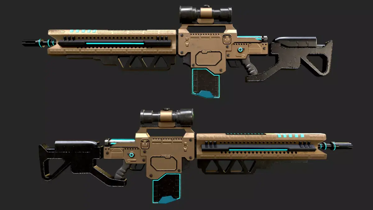 Neoniper two rifles Low-poly 3D model