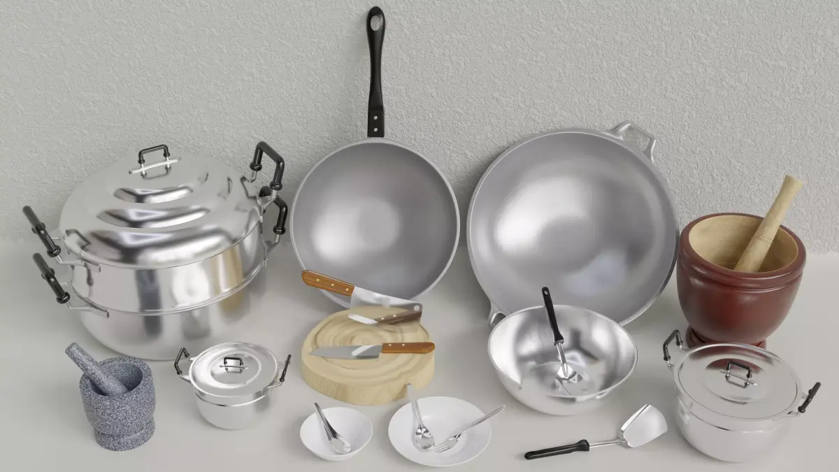 Thai Kitchenware  Low-poly 3D model