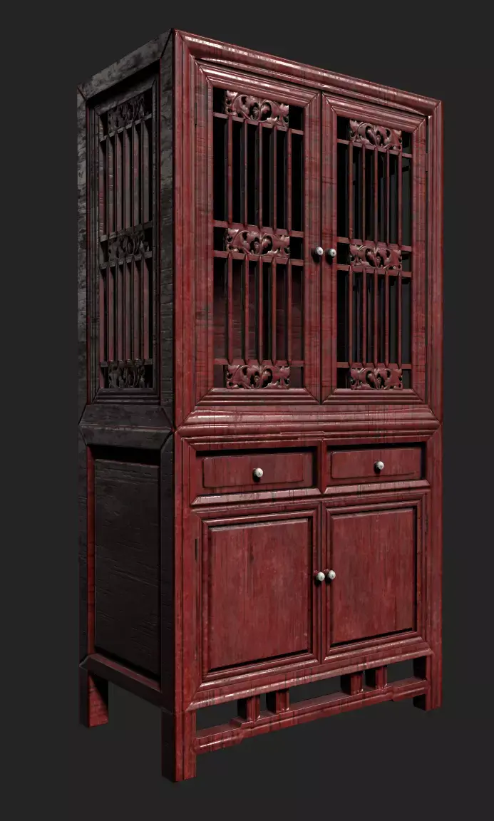 Old Asia Cabinet Free low-poly 3D model