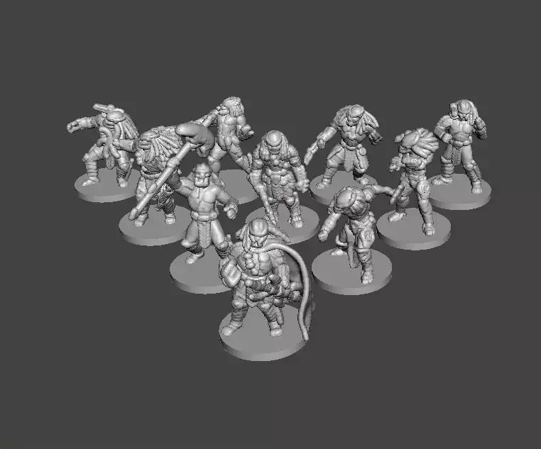 6MM SCALE PREDATORS SET MINIATURE MODELS FOR SCIFI FANTASY GAMES 3D print model