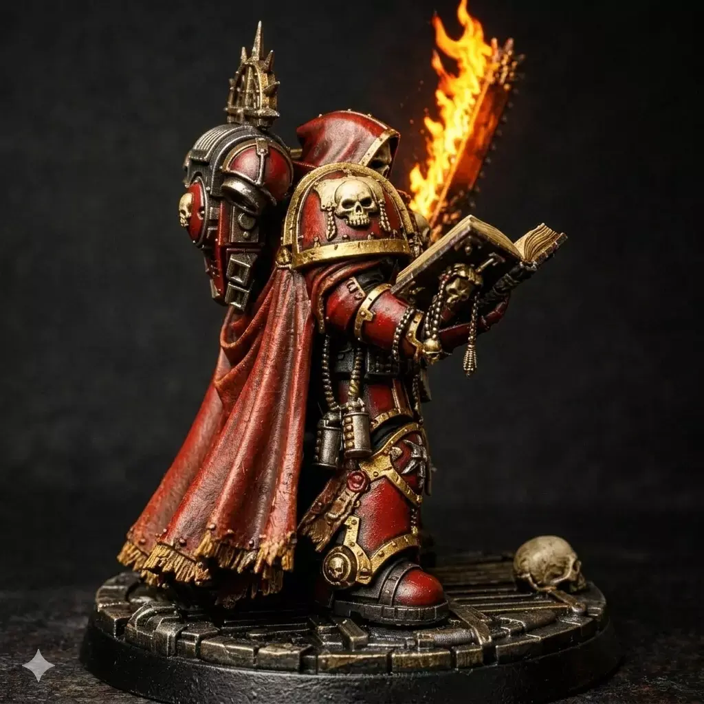 Grimdark Space Inquisitor 01 Flaming Sword War Priest STL 3D print model