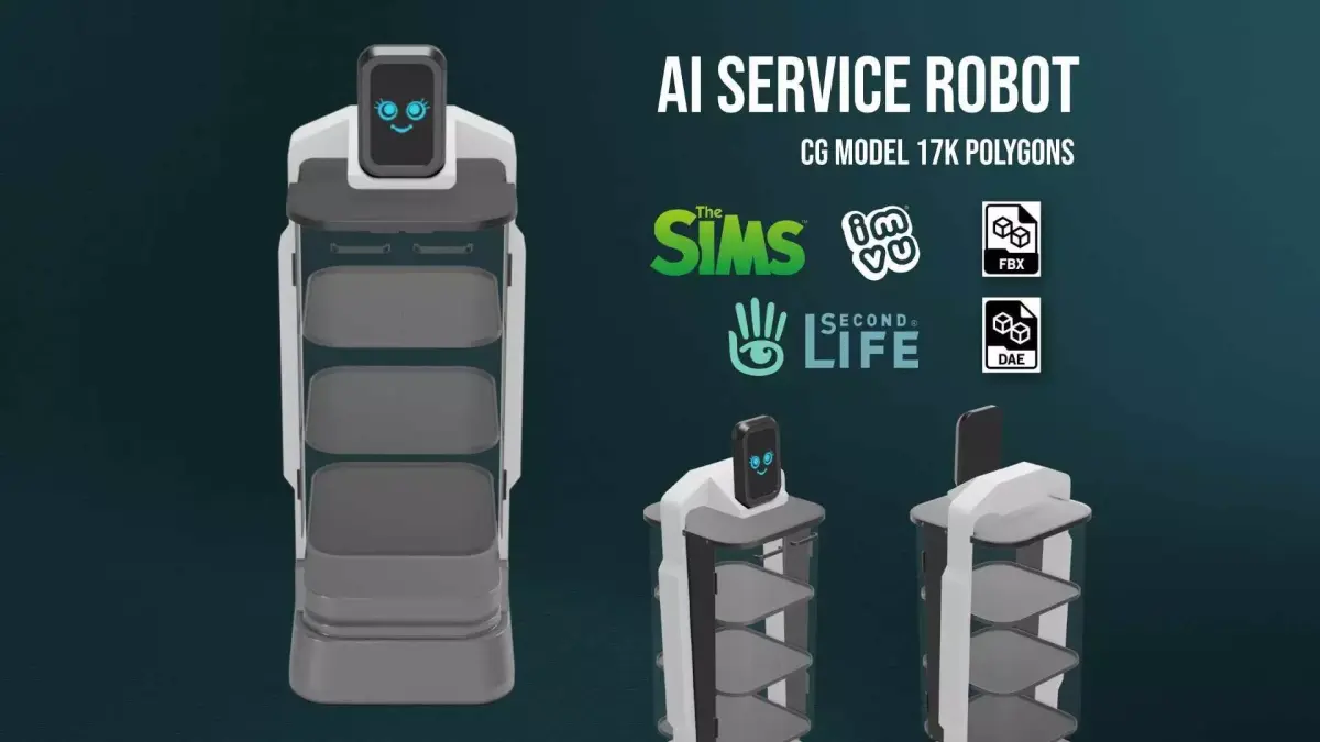 AI Service Robot Low-poly 3D model