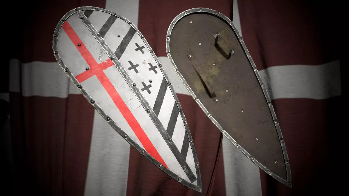 Medieval templar knight big shield Low-poly 3D model