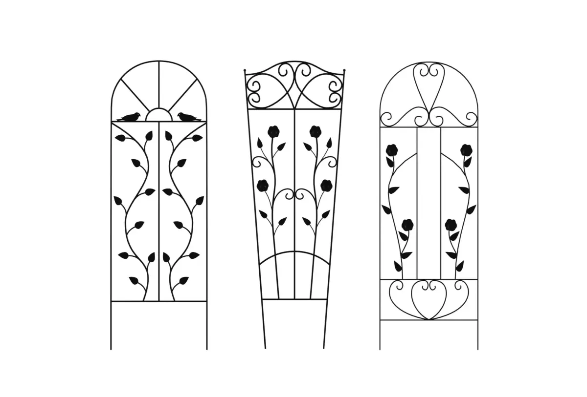 Set of 3 Garden Trellis Metal  Low-poly 3D model