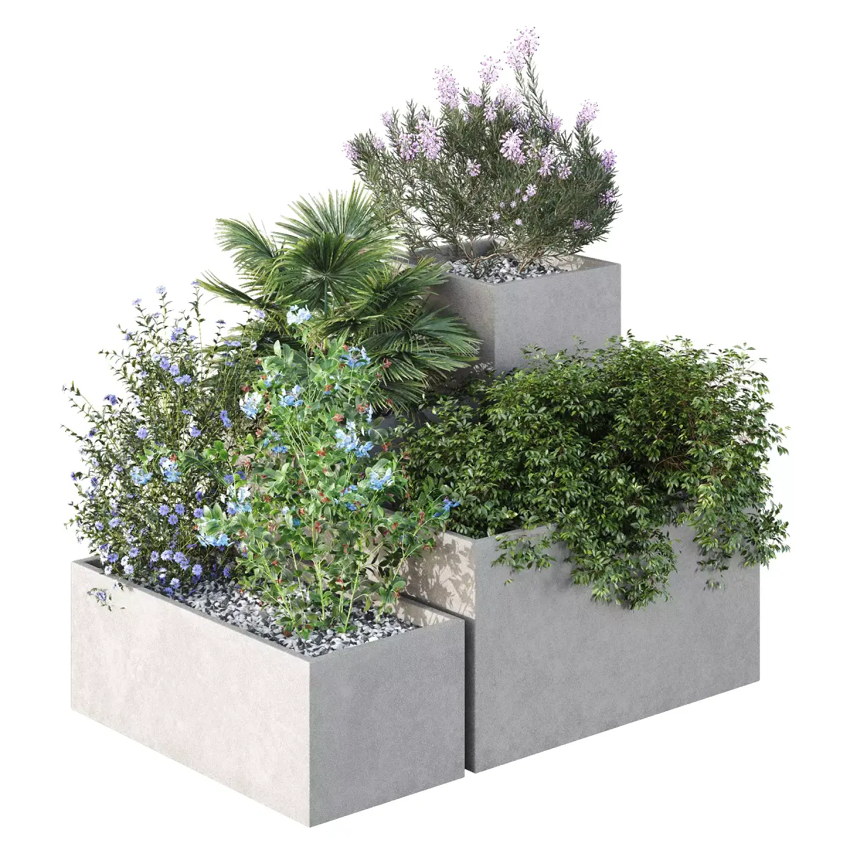 HQ Tree and bush garden box outdoor VOL 07 Free 3D model