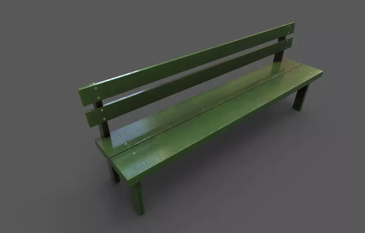 Wood Bench Low-poly 3D model shop