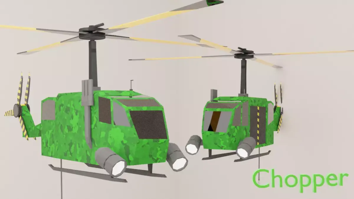 Cartoon Helicopter  Low-poly 3D model