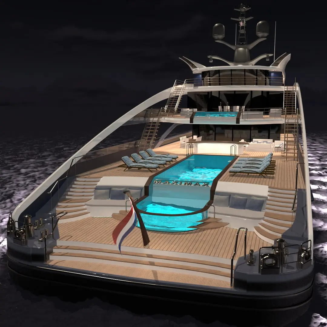 MaxiMax Superyacht Night Scene 3D model