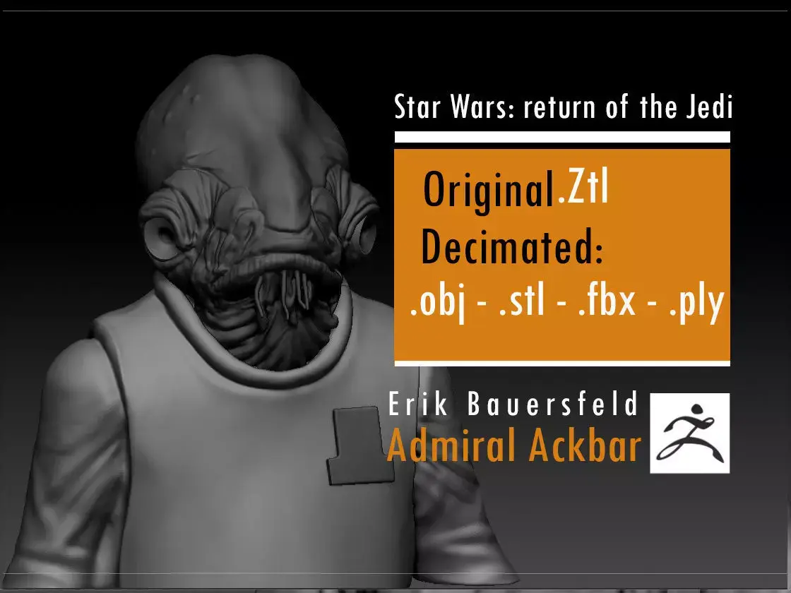 Erik Bauersfeld - Admiral Ackbar - Star Wars Return of the Jedi 3D print model purchase
