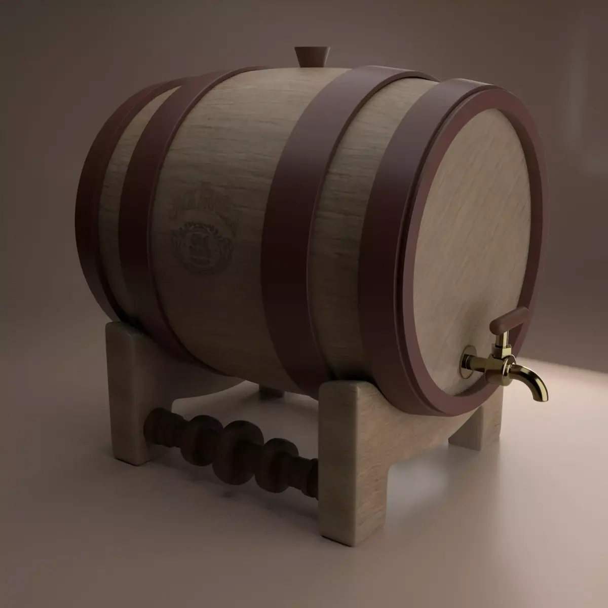 barril wooden barrel Free 3D model