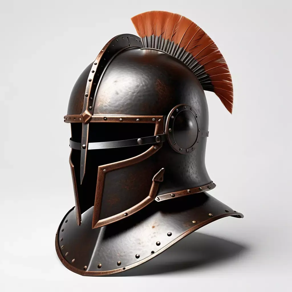 Rusty Iron Helm with Plume 3D model
